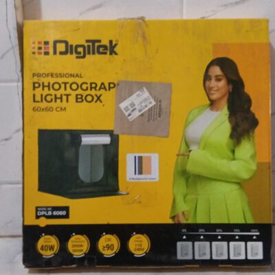 Digitek (DPLB 6060) Portable 40W Photo Studio Light Box, 60×60cm, 2700K–9900K Color Temp, Dual 144pcs LED Panels, 0–100% Dimming, 90 CRI, Shadow-Free, 6 Color PVC Backgrounds, For Product Photography